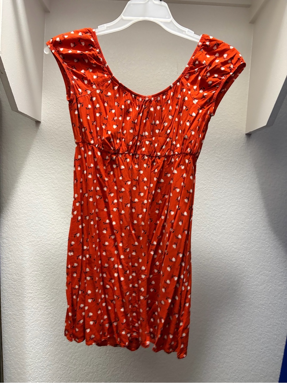 Orange Floral Cap-Sleeve Women's Dress